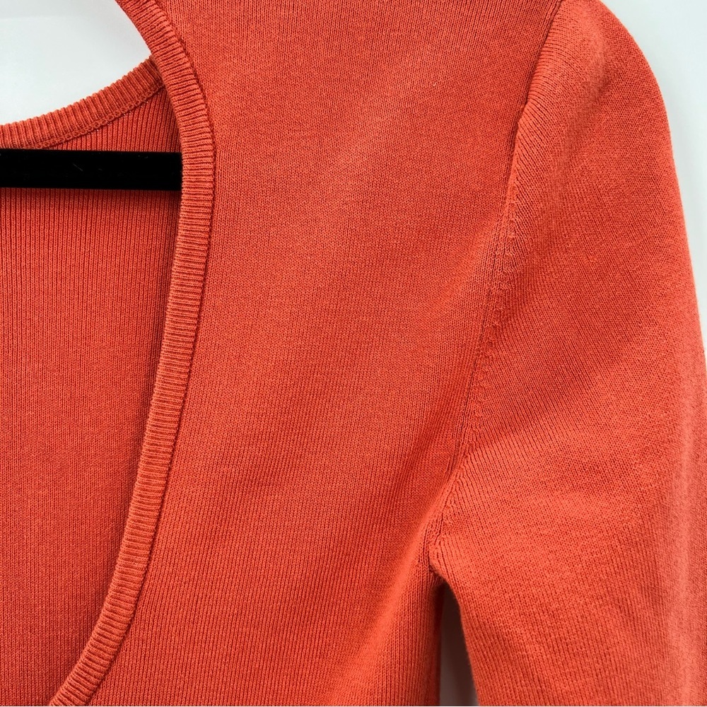 NWT A.L.C Conley Cut-Out Long Sleeve Midi Dress Small Mecca Orange Bodycon Knit - Picture 14 of 16